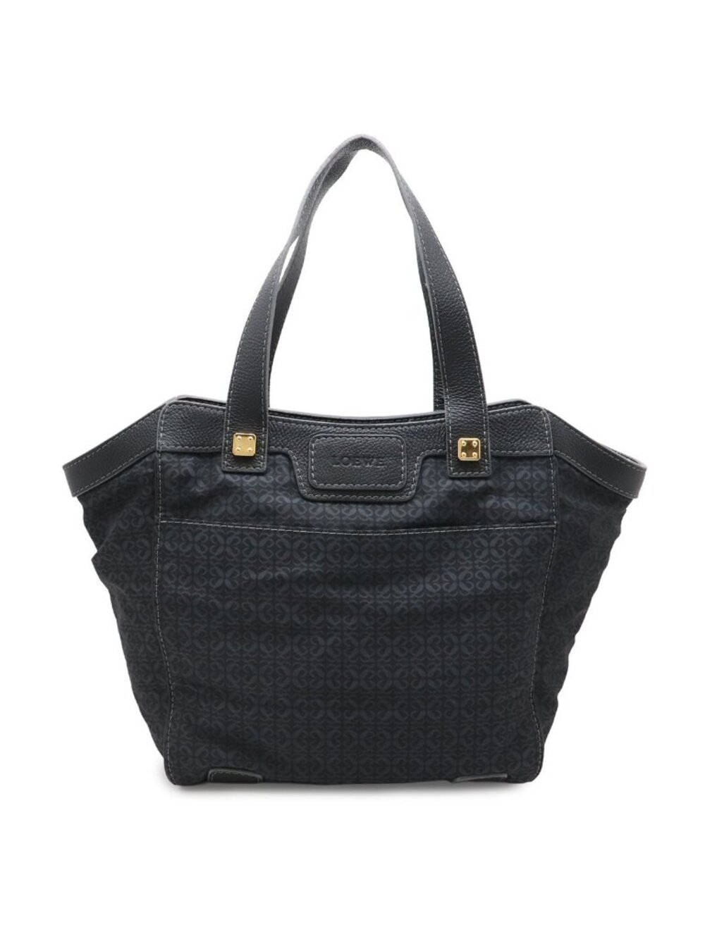Loewe Repeat Anagram Tote Large Shoulder Bag Nylon Canvas Black
